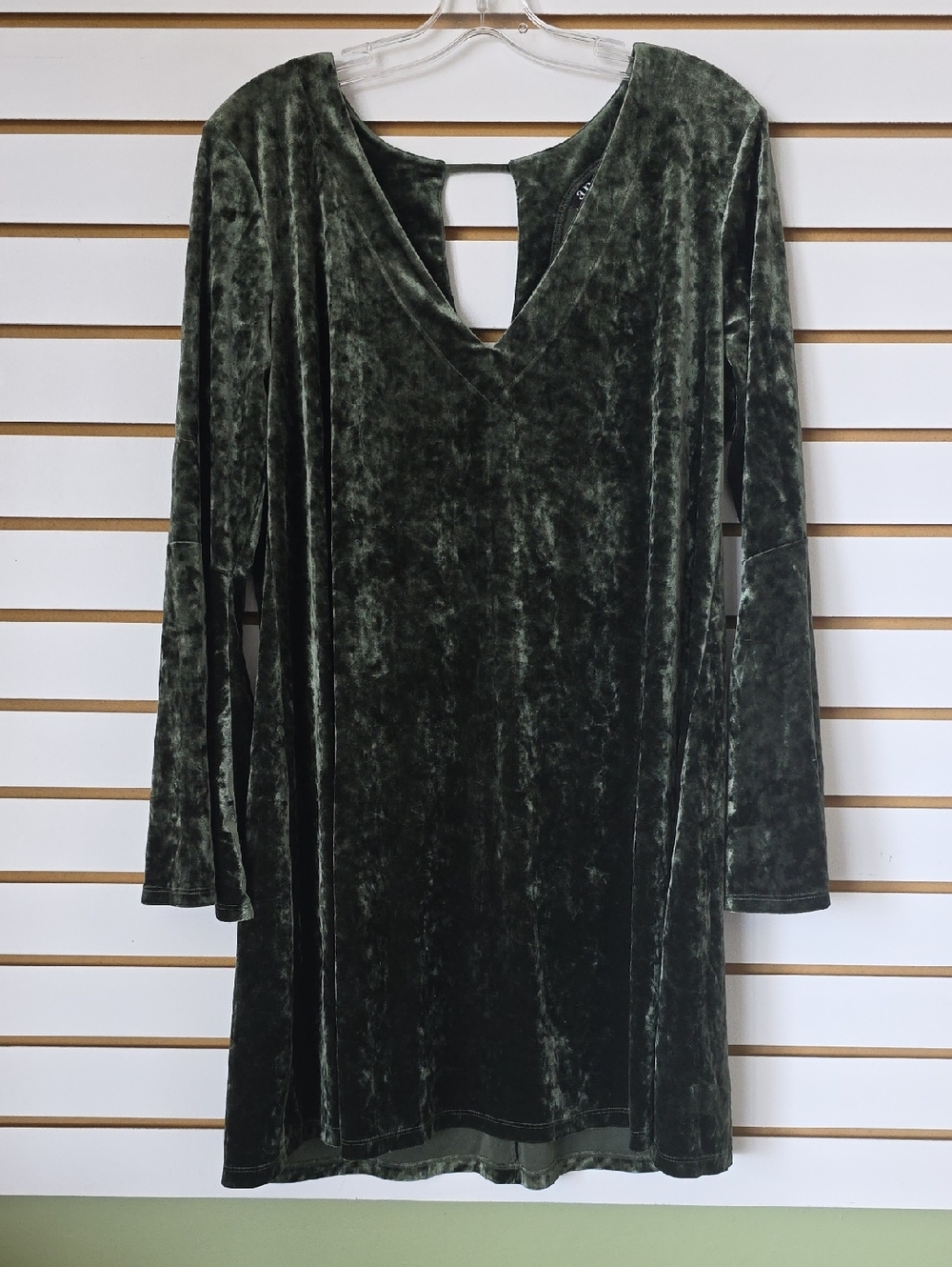 Velour Bell Long Sleeve Midi Dress Green Lg